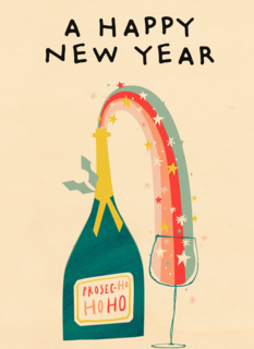 nieuwjaarskaart hip regenboog prosecco