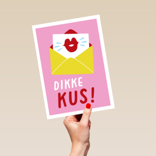 Zomaar kaartje dikke kus roze
