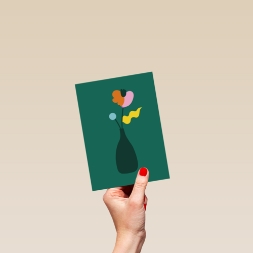 condoleancekaart met vaas bloemen