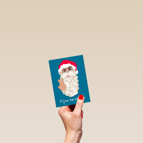 grappige fotokerstkaart met kerstman