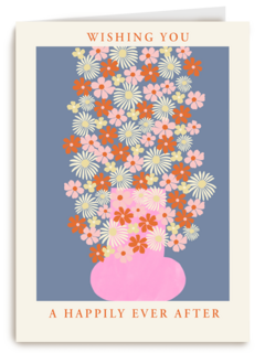 Getrouwd kaart met bloemen