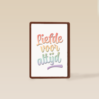 trouwkaart met liefde voor altijd in regenboog