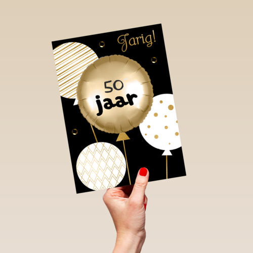 verjaardag kaart leeftijd 50 ballon