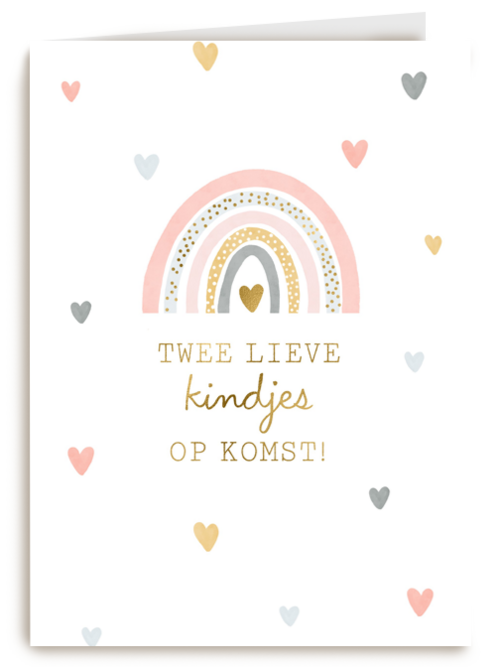 2 lieve kindjes op komst met regenboog