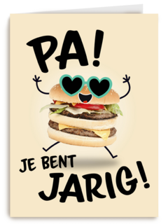 verjaardagskaart met hamburger voor pa