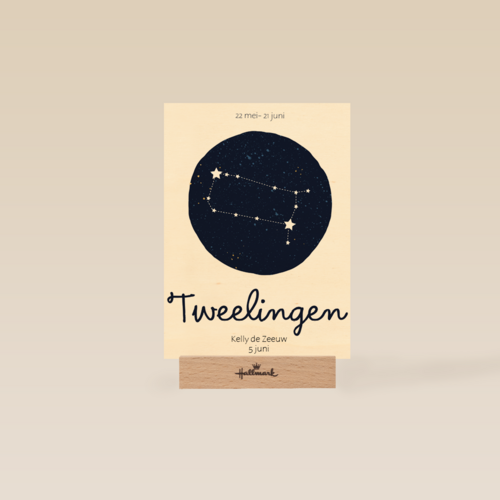 verjaardag kaart sterrenbeeld tweelingen