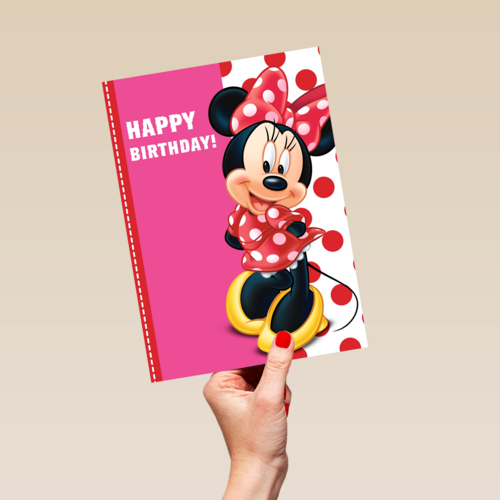 minnie mouse in jurk met rode stippen