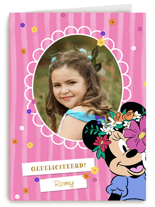 Fotokaart | Minnie Mouse Fleurig Gefeliciteerd Foto