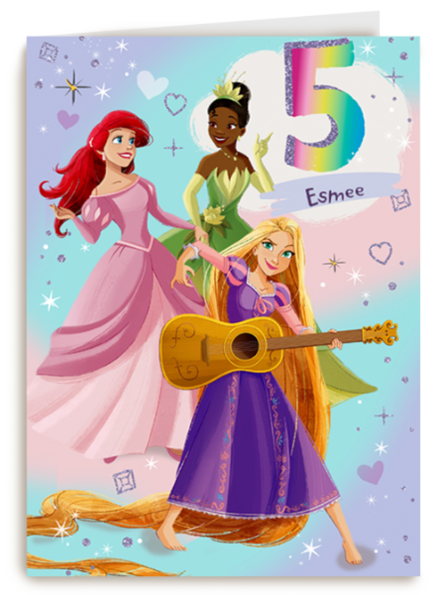 Verjaardagskaart Disney prinses 5 jaar