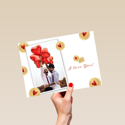 Fotokaart Valentijnsdag fotokader met hartjes