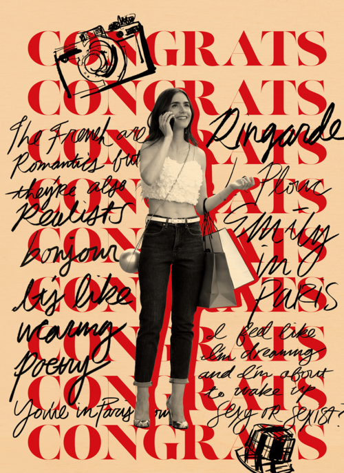 Houten Kaart Felicitatie | Houten Kaart Hallmark | Felicitatie | Congrats Emily In Paris