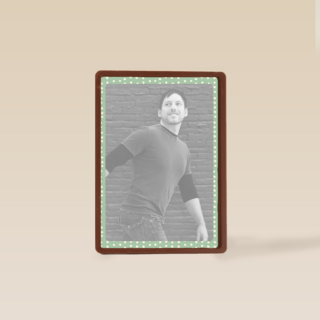 fotokaart staand groene rand met witte stippen