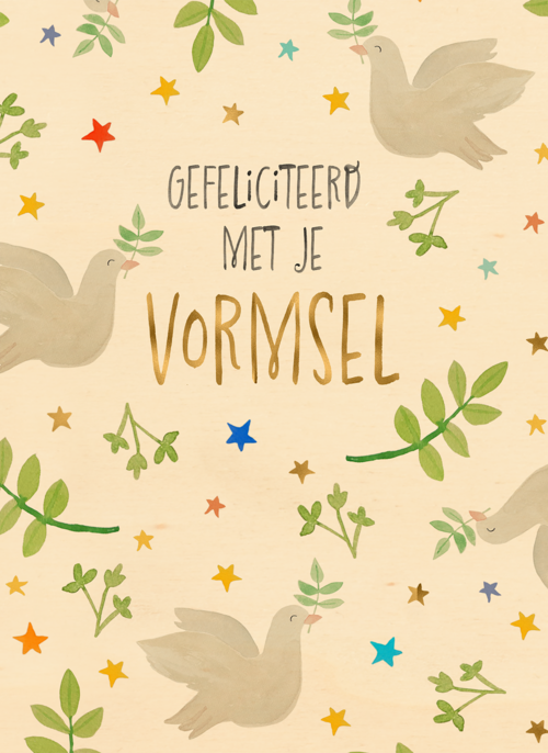Houten Kaart Vormsel | Houten Kaart Hallmark | Vormsel | Duiven Gefeliciteerd Met Vormsel