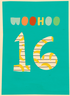 Verjaardagskaart woohoo 16 tiener jongen