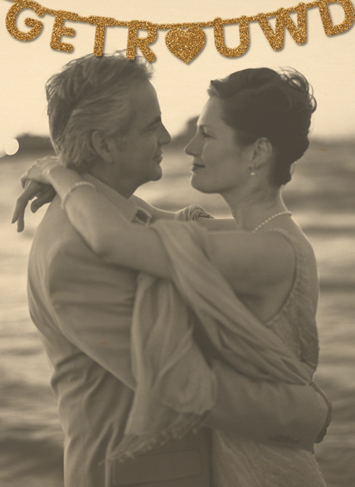 Houten Kaart Felicitatie Huwelijk | Houten Kaart Hallmark | Felicitatie Huwelijk | Fotokaart Staand Slinger Vlag Getrouwd