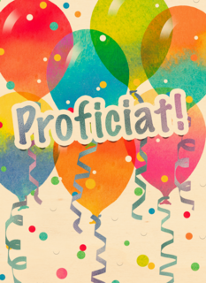 proficiat met ballonnen en confetti
