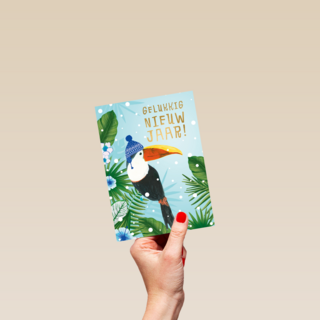 nieuwjaarskaart gelukkig nieuwjaar toekan