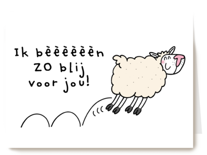 Felicitatie kaart man vrouw grappig ik beeeen zo blij voor jou