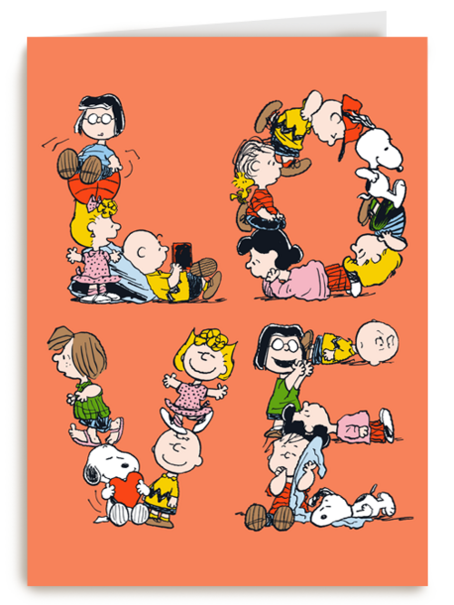 Liefde kaart Snoopy LOVE grote letters