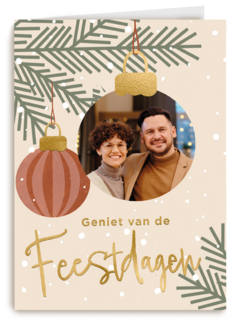 Kerstballen feestdagen fotokaart