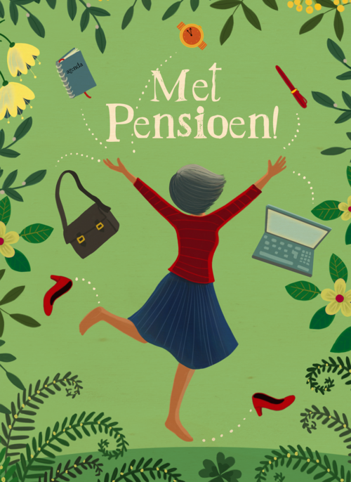 Houten Kaart Pensioen | Houten Kaart Hallmark | Pensioen | Pensioenkaart Vrouw Gooit Alles In De Lucht