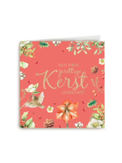 Kerstkaart klassiek Marjolein Bastin rode achtergrond