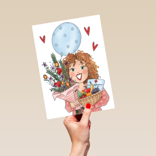 Beterschapskaart Fruitmand bloemen ballon Matia studio