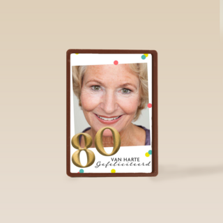 Verjaardagskaart foto 80 met confetti