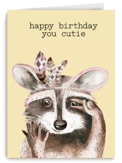 verjaardag kaart hip happy birthday to you cutie wasbeer