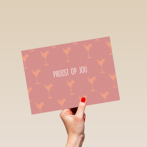 gefeliciteerd kaart vrouw proost op jou