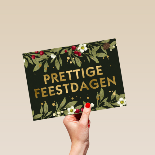 Kerstkaart klassiek prettige feestdagen
