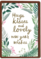 nieuwjaarskaart hugs kisses and lovely new year wishes