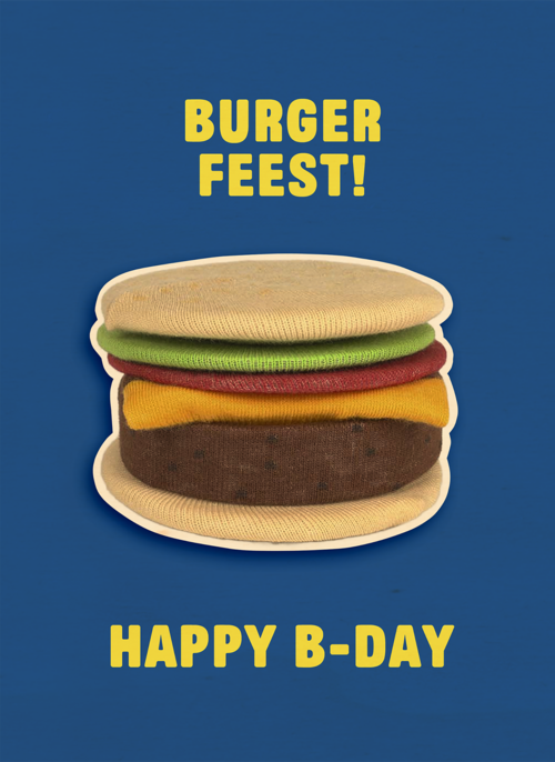 Houten Kaart Verjaardagskaarten | Eat My Socks Burger Feest