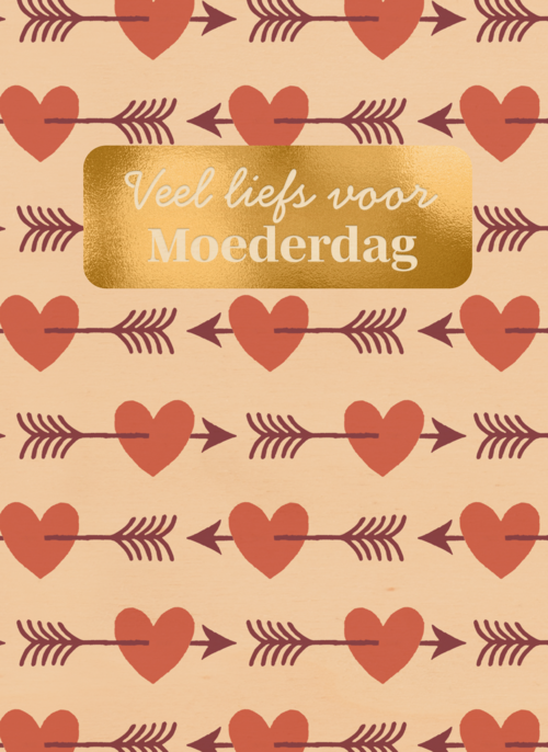 Houten Kaart Moederdag | Houten Kaart Hallmark | Moederdag | Veel Liefs Voor Moederdag Hartjes