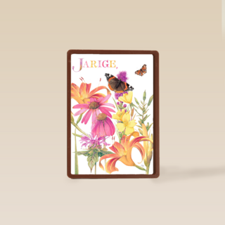 voor de jarige gekleurde bloemen en vlinders