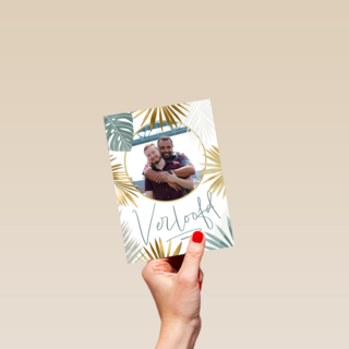 Fotokaart verloofd stijlvol plantendesign