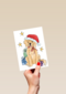 Kerstkaart hart onder de riem Hond met kerstmuts matia studio