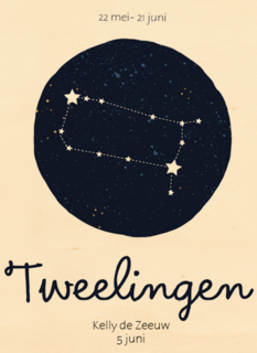 verjaardag kaart sterrenbeeld tweelingen