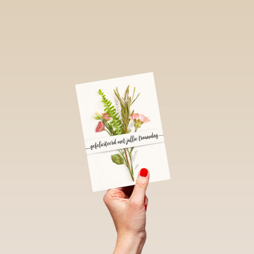 Trouwdagkaart Boeket bloemen Gefeliciteerd met jullie trouwdag