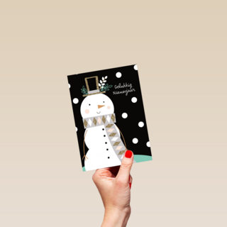 nieuwjaarskaart sneeuwpop