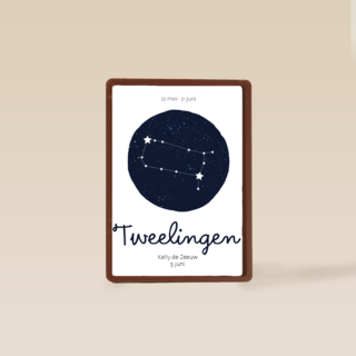 verjaardag kaart sterrenbeeld tweelingen