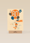 een vos met ballon om 80 jaar te vieren