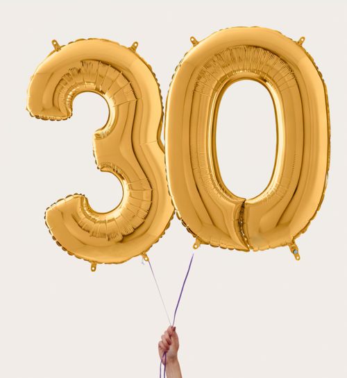 Cijferballon 30 Jaar Goud XL