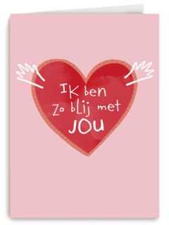 Valentijnskaart hart met ik Ik ben zo blij met jou