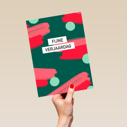 verjaardag kaart stijlvol fijne verjaardag groen rood