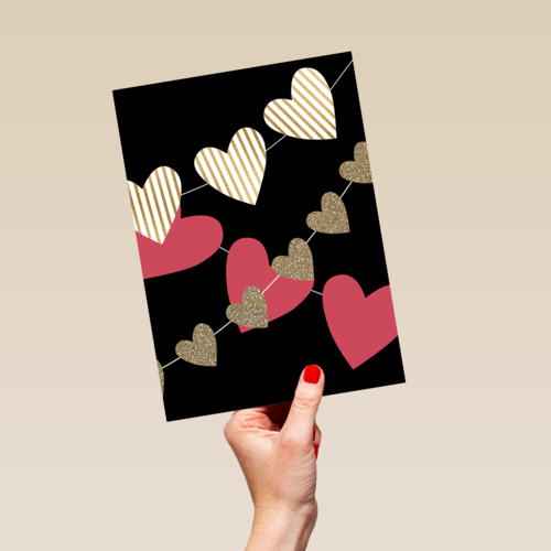 valentijnskaart stijlvol slinger van hartjes