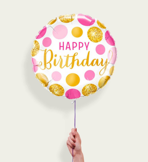 Ballon Happy Birthday Goud Roze
