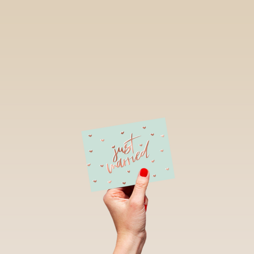 just married with metallic text