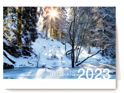 nieuwjaarskaart sneeuwlandschap gelukkig 2023