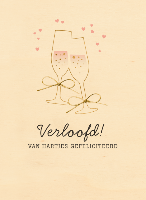 Houten Kaart Verloving | Houten Kaart Hallmark | Verloving | Verloofd Van Hartjes Gefeliciteerd
